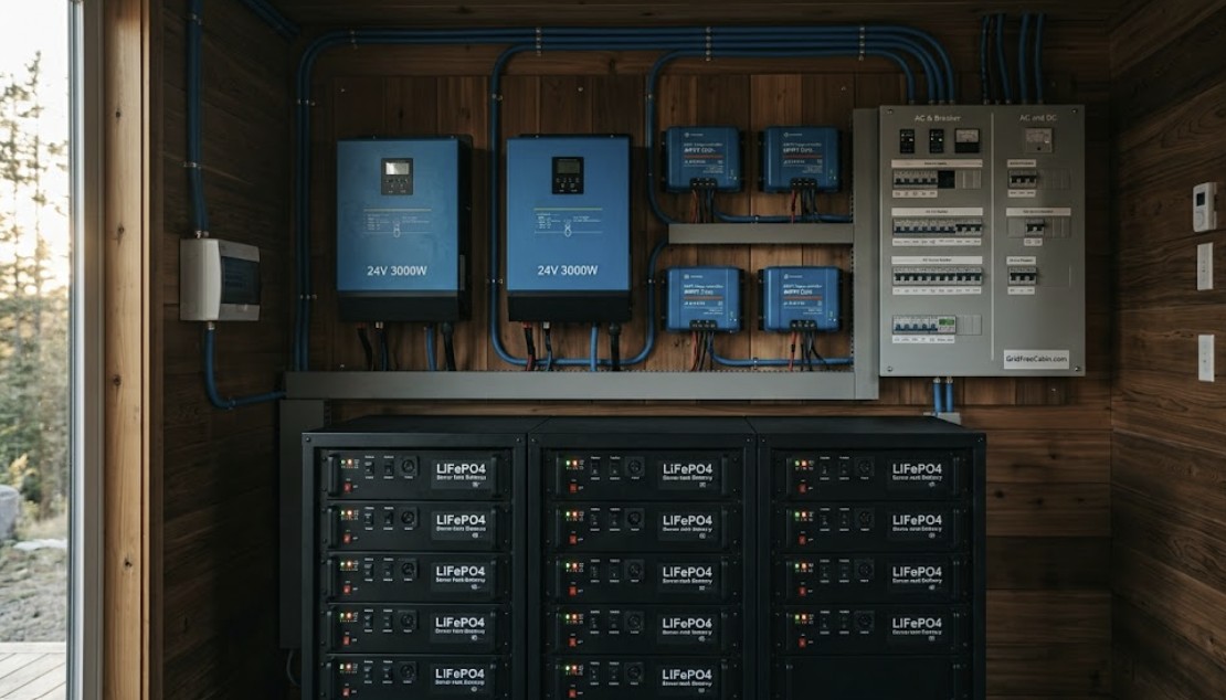 best-solar-battery-for-cabin-power-wall-inside-cabin-utility-closet