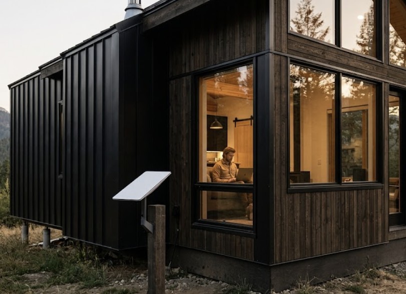 remote-cabin-with-discreet-satellite-internet-dish